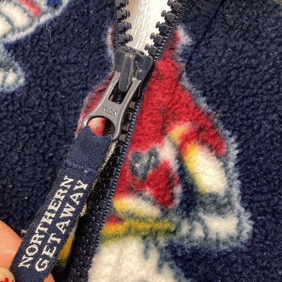 Northern Getaway Retro 90s Navy Total Sports Nut Graphic 1/4 Zip Fleece Large - Picture 6 of 9